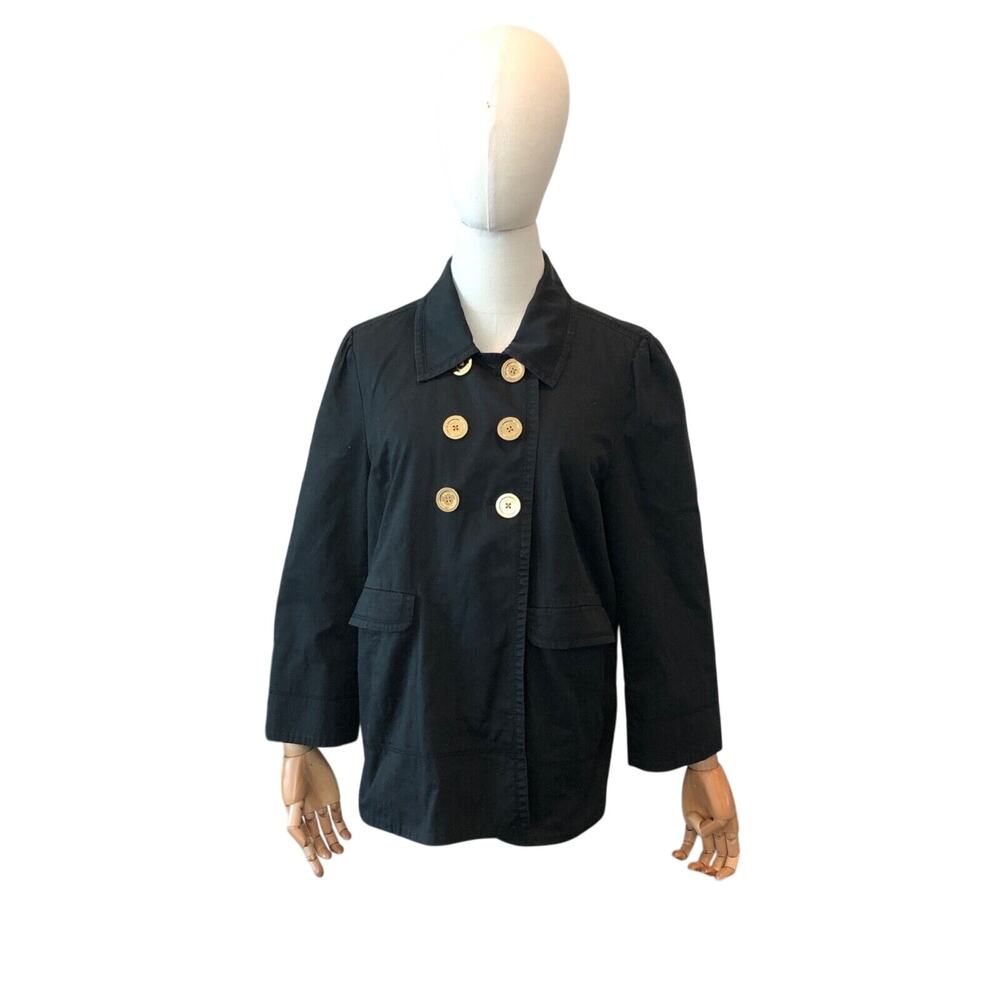 Juicy Couture Black Double-Breasted Gold Button Military Jacket
